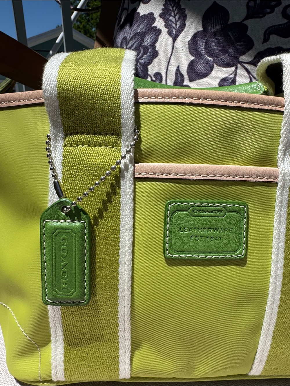 Vintage Green Coach Nylon Tote Bag Rare Color Y2K Purse - Picture 4 of 12